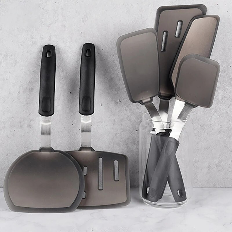 1 gab. Elastīga silikona virpošanas lāpstiņa, karstumizturīgi, nepiedegoši virtuves piederumi, pleznas gatavošanai un cepšanai – nesatur BPA