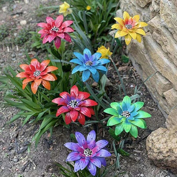 1 ΤΕΜ Μεταλλικά Λουλούδια Κήπος Πασσάλων Χειροτεχνία Εσωτερικού Εξωτερικού Χώρου Αντισκωριακή Μεταλλική Σιδερένια Διακόσμηση Χλοοτάπητα τέχνης 8 χρώματα