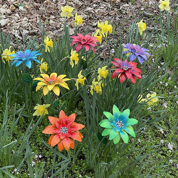 1 ΤΕΜ Μεταλλικά Λουλούδια Κήπος Πασσάλων Χειροτεχνία Εσωτερικού Εξωτερικού Χώρου Αντισκωριακή Μεταλλική Σιδερένια Διακόσμηση Χλοοτάπητα τέχνης 8 χρώματα