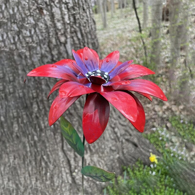 1 db fém virágok kerti karók beltéri kültéri kézművesség rozsdaálló fém vasudvar művészeti pázsit dekoráció 8 színben