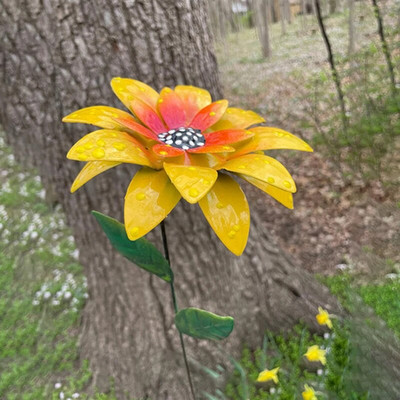 1 db fém virágok kerti karók beltéri kültéri kézművesség rozsdaálló fém vasudvar művészeti pázsit dekoráció 8 színben