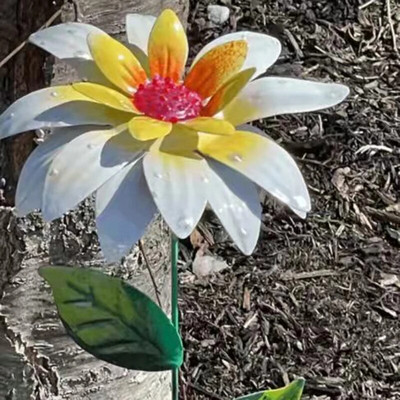 1 db fém virágok kerti karók beltéri kültéri kézművesség rozsdaálló fém vasudvar művészeti pázsit dekoráció 8 színben