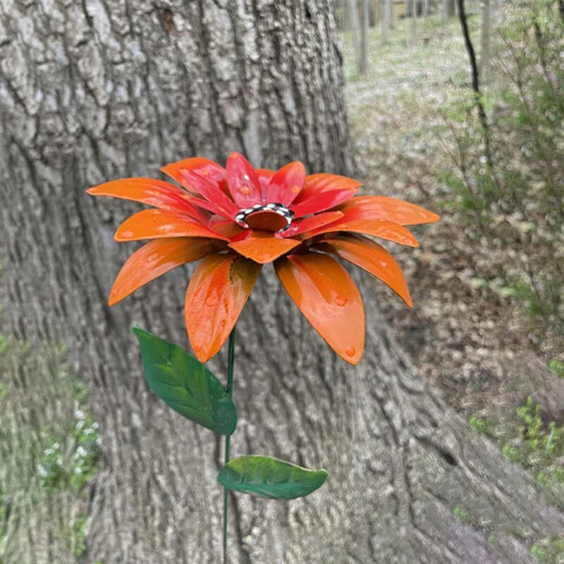 1 db fém virágok kerti karók beltéri kültéri kézművesség rozsdaálló fém vasudvar művészeti pázsit dekoráció 8 színben
