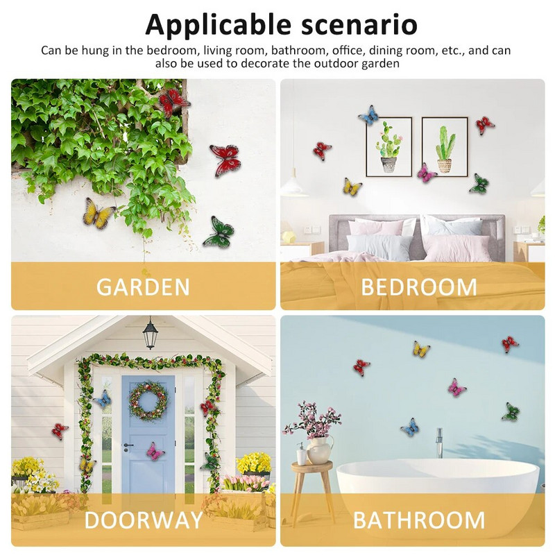 Novi 6kom metalni leptir zidni dekor leptir metalna zidna umjetnost vrtna skulptura leptira viseći ukrasi metalne zidne skulpture