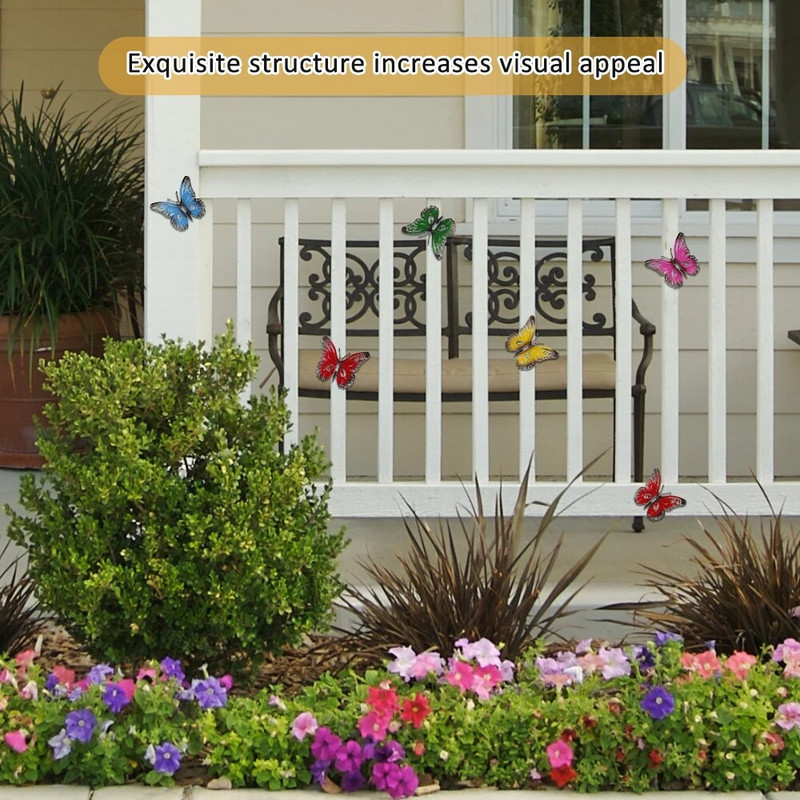 Novi 6kom metalni leptir zidni dekor leptir metalna zidna umjetnost vrtna skulptura leptira viseći ukrasi metalne zidne skulpture