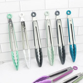 Virtuvės žnyplės Silikoninis neslystantis kepimo spaustukas Grilis salotų įrankiai Grilis Virtuvės priedai Silikoninės maisto žnyplės nerūdijantis plienas