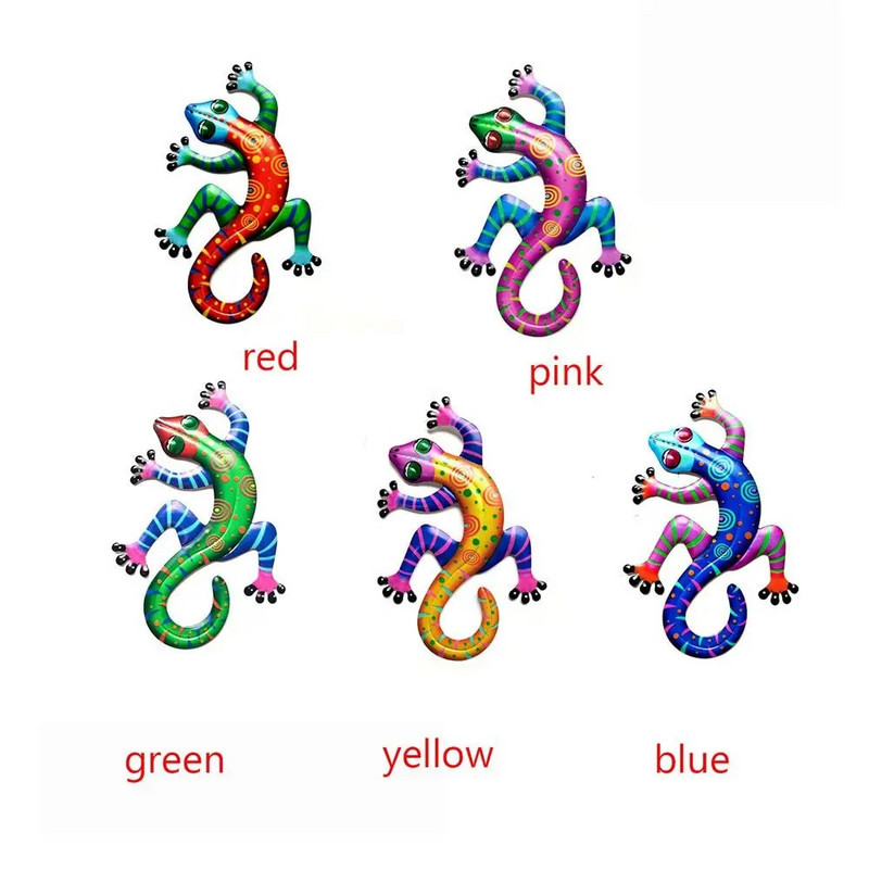 Vas gekkó fali díszek otthoni fali dekoráció szimuláció valósághű fém kolibri gyík szobrok kerti szobor