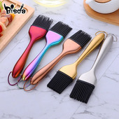 1vnt Aliejaus šepetys Nerūdijančio plieno rankena Silkoninis šepetys Auksinis aliejus Tešlos kepsniai Grilio įrankiai