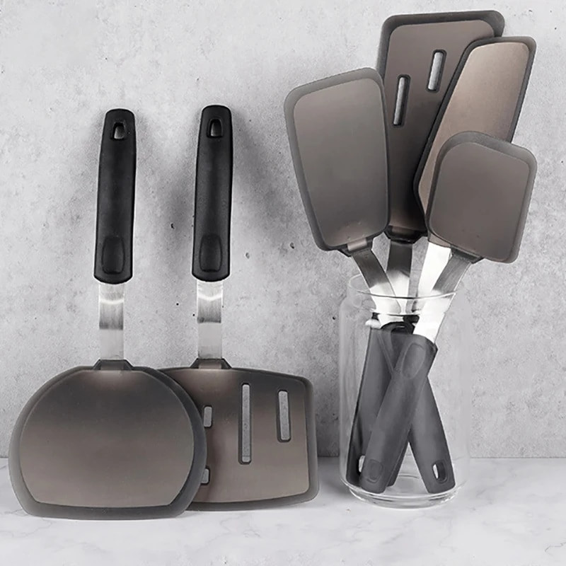 1 vnt. lanksti silikoninė vartytuvo mentelė, karščiui atsparūs, nepridegantys virtuvės reikmenys, šlepetės maisto gaminimui ir kepimui – be BPA