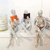 Ziemeļvalstu mākslas domātājs, sveķu statuja, skulptūra, lasāma sieviete, rakstāmgalds, rotājumi, mājas birojs, vienkārši amatniecība, ziemeļvalstu mājas dekors