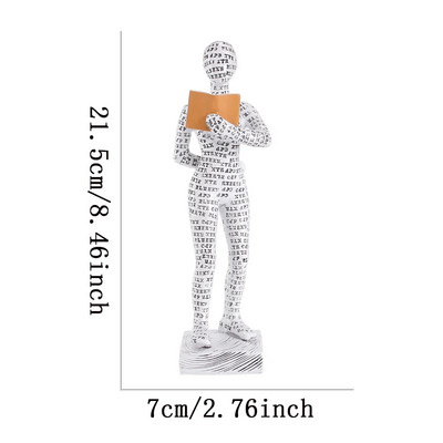 Ziemeļvalstu mākslas domātājs, sveķu statuja, skulptūra, lasāma sieviete, rakstāmgalds, rotājumi, mājas birojs, vienkārši amatniecība, ziemeļvalstu mājas dekors