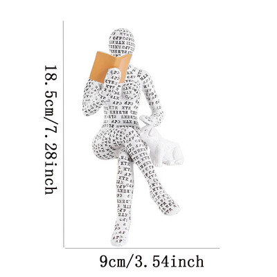 Ziemeļvalstu mākslas domātājs, sveķu statuja, skulptūra, lasāma sieviete, rakstāmgalds, rotājumi, mājas birojs, vienkārši amatniecība, ziemeļvalstu mājas dekors