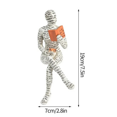 Ziemeļvalstu mākslas domātājs, sveķu statuja, skulptūra, lasāma sieviete, rakstāmgalds, rotājumi, mājas birojs, vienkārši amatniecība, ziemeļvalstu mājas dekors