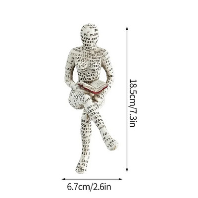 Ziemeļvalstu mākslas domātājs, sveķu statuja, skulptūra, lasāma sieviete, rakstāmgalds, rotājumi, mājas birojs, vienkārši amatniecība, ziemeļvalstu mājas dekors