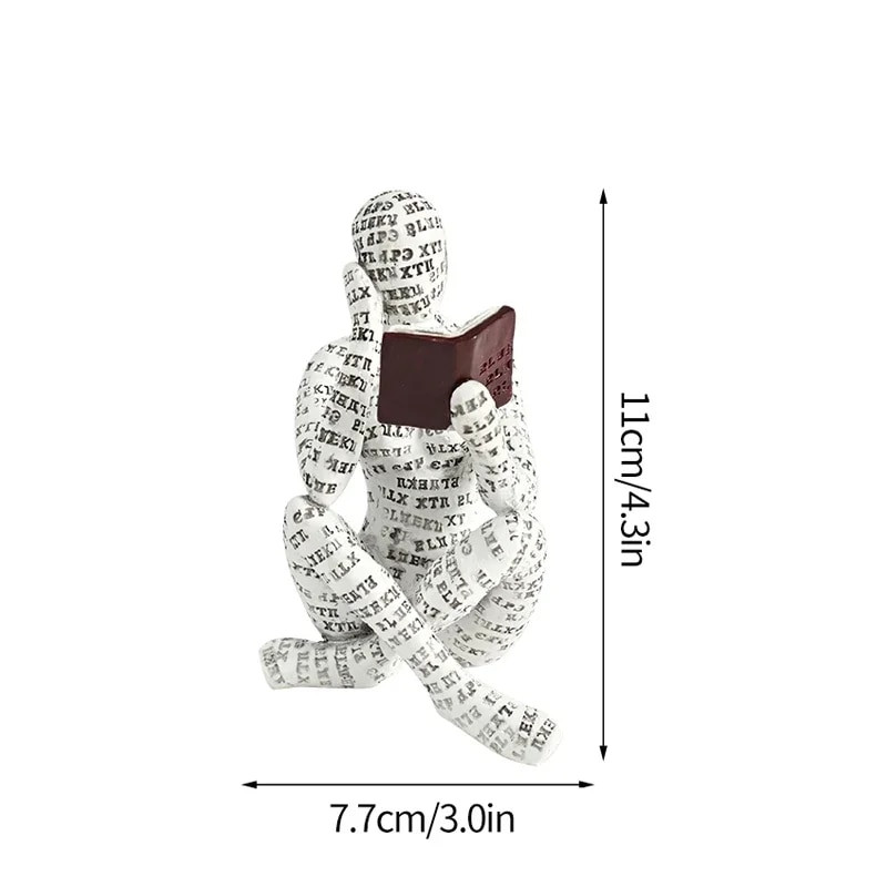 Ziemeļvalstu mākslas domātājs, sveķu statuja, skulptūra, lasāma sieviete, rakstāmgalds, rotājumi, mājas birojs, vienkārši amatniecība, ziemeļvalstu mājas dekors