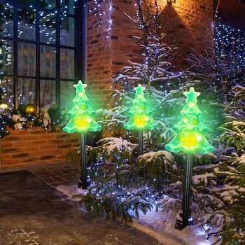 Ηλιακό LED Χριστουγεννιάτικο Δέντρο Επίγειο Φωτιστικό Εξωτερικού Κήπου Αυλή Χριστουγεννιάτικη Ατμόσφαιρα Τοπίο Διακόσμηση Φωτάκια