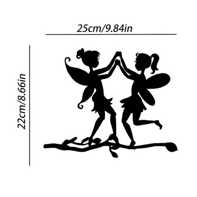 Pievienojiet savam dārzam maģisku pieskārienu ar šo divu elfu tērauda silueta metāla sienas mākslas rotājumu dārza ballītei