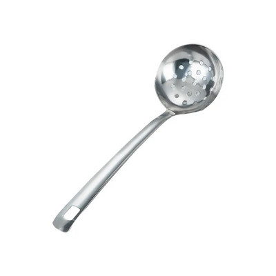 Virtuves nerūsējošā tērauda virtuves piederumi Pulēti iekaramie sudraba caurduris zupa cepšanas lāpstiņa Vienkārši mājsaimniecības piederumi