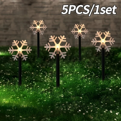 5τμχ Λάμπες εξωτερικού χώρου LED ηλιακά φωτιστικά γκαζόν Αδιάβροχα χριστουγεννιάτικα ντεκόρ Φωτάκια κήπου Βεράντα Τοπίο Λάμπες Πρωτοχρονιάς Χριστουγεννιάτικα Δώρα