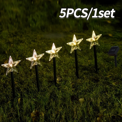 5τμχ Λάμπες εξωτερικού χώρου LED ηλιακά φωτιστικά γκαζόν Αδιάβροχα χριστουγεννιάτικα ντεκόρ Φωτάκια κήπου Βεράντα Τοπίο Λάμπες Πρωτοχρονιάς Χριστουγεννιάτικα Δώρα