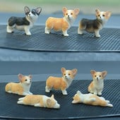 Mini Corgi Automobilių apdaila Derva Amatai Šunų Stalo apdaila Dekoracija Imitacija Tortų Kepimo Papuošimas Kawaii Priedai