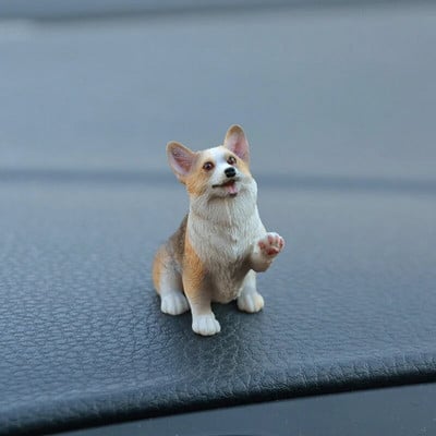 Mini Corgi Automobilių apdaila Derva Amatai Šunų Stalo apdaila Dekoracija Imitacija Tortų Kepimo Papuošimas Kawaii Priedai
