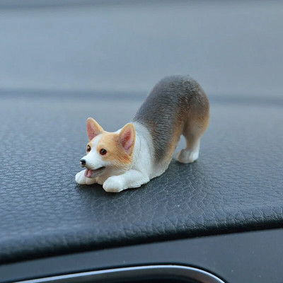 Mini Corgi Automobilių apdaila Derva Amatai Šunų Stalo apdaila Dekoracija Imitacija Tortų Kepimo Papuošimas Kawaii Priedai