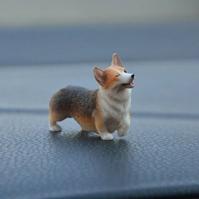 Mini Corgi Automobilių apdaila Derva Amatai Šunų Stalo apdaila Dekoracija Imitacija Tortų Kepimo Papuošimas Kawaii Priedai