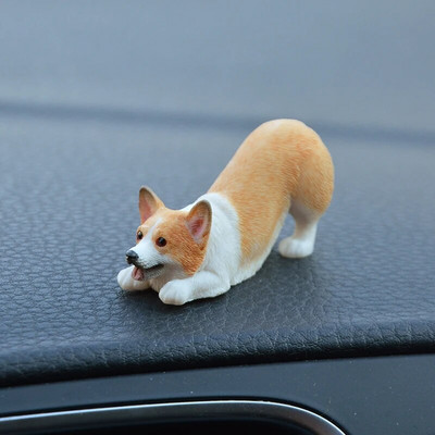 Mini Corgi Automobilių apdaila Derva Amatai Šunų Stalo apdaila Dekoracija Imitacija Tortų Kepimo Papuošimas Kawaii Priedai