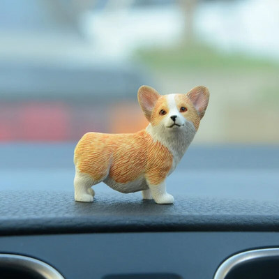 Mini Corgi Automobilių apdaila Derva Amatai Šunų Stalo apdaila Dekoracija Imitacija Tortų Kepimo Papuošimas Kawaii Priedai