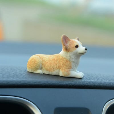 Mini Corgi Automobilių apdaila Derva Amatai Šunų Stalo apdaila Dekoracija Imitacija Tortų Kepimo Papuošimas Kawaii Priedai