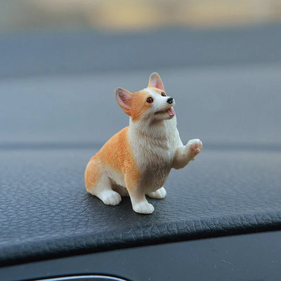 Mini Corgi Automobilių apdaila Derva Amatai Šunų Stalo apdaila Dekoracija Imitacija Tortų Kepimo Papuošimas Kawaii Priedai