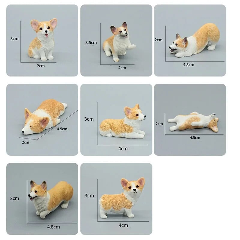 Mini Corgi Automobilių apdaila Derva Amatai Šunų Stalo apdaila Dekoracija Imitacija Tortų Kepimo Papuošimas Kawaii Priedai