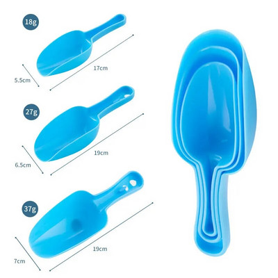 Konfekšu krāsas plastmasas ledus lāpstas trīsdaļīgs komplekts mājsaimniecības cepšanas miltu lāpstiņai daudzfunkcionāliem virtuves piederumiem