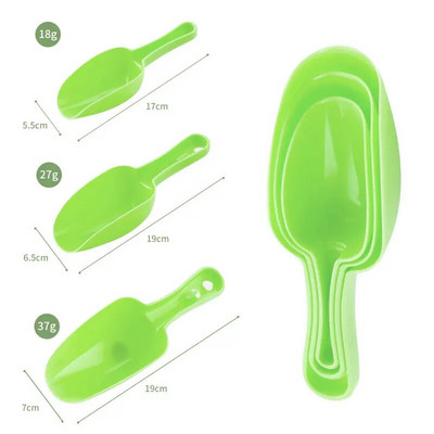 Konfekšu krāsas plastmasas ledus lāpstas trīsdaļīgs komplekts mājsaimniecības cepšanas miltu lāpstiņai daudzfunkcionāliem virtuves piederumiem