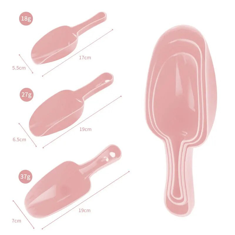 Konfekšu krāsas plastmasas ledus lāpstas trīsdaļīgs komplekts mājsaimniecības cepšanas miltu lāpstiņai daudzfunkcionāliem virtuves piederumiem