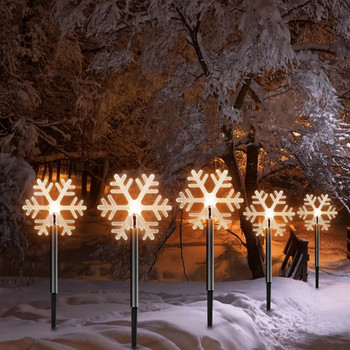 Коледни LED слънчеви земни светлини Снежинка Декоративен фенер Външен вътрешен двор Градински пейзаж Водоустойчива атмосфера Лампа за морава