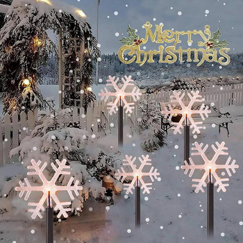 Χριστουγεννιάτικα LED ηλιακά φωτιστικά εδάφους Snowflake Διακοσμητικό Φανάρι Εξωτερικού Αίθριου Κήπου Τοπίο αδιάβροχο φωτιστικό γκαζόν ατμόσφαιρας