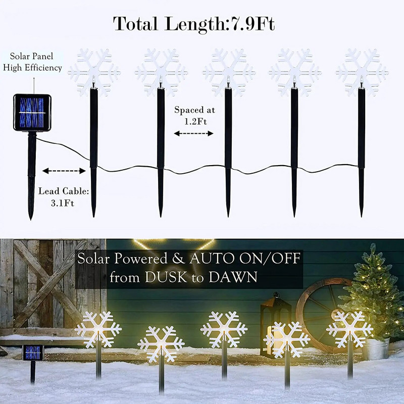 Kalėdų LED saulės žemės žibintai snaigės dekoratyvinis žibintas lauko terasa sodas kraštovaizdis vandeniui atsparus atmosferos vejos lempa