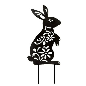 Великденски заек силует Кол Сладко черно зайче Градина Арт декорация на открит двор