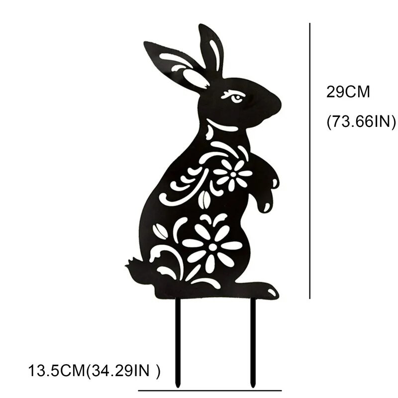 Velykų triušio silueto kuolas Mielas juodo zuikio sodo lauko kiemo meno dekoras