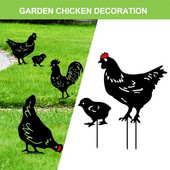 Gaiļu pagalma dekors āra dārza rotājumi 2D metāla dekoratīvi vistas iekšpagalma mietiņi Dzīvnieku siluets statujas pagalms iekšpagalmam