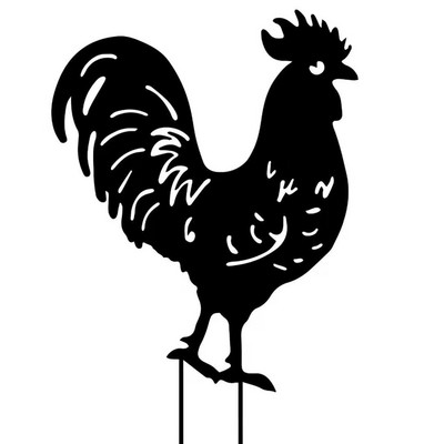 Gaiļu pagalma dekors āra dārza rotājumi 2D metāla dekoratīvi vistas iekšpagalma mietiņi Dzīvnieku siluets statujas pagalms iekšpagalmam