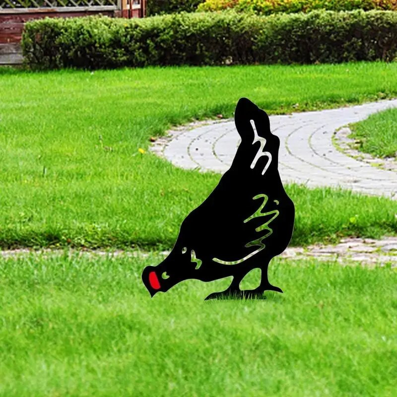 Gaiļu pagalma dekors āra dārza rotājumi 2D metāla dekoratīvi vistas iekšpagalma mietiņi Dzīvnieku siluets statujas pagalms iekšpagalmam