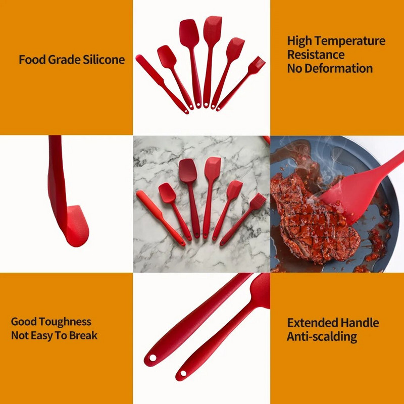 Silikona lāpstiņa konditorejas izstrādājumu kūkas skrāpis Nelipīgs sviesta smērētājs burciņa blenderis virtuves lāpstiņa Ēdienu gatavošana cepšanas piederumi.