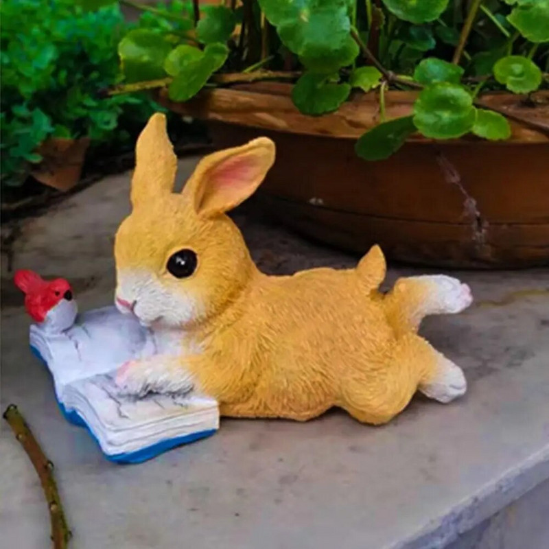 Dārza pagalma dekorēšana Mazie truši Lasīšana Dzīvnieki Rotājumi Palodzes Bonsai Bērnudārza Apzaļumošana Sveķu Amatniecība