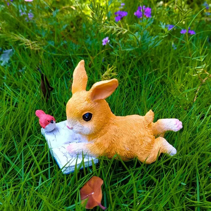 Dārza pagalma dekorēšana Mazie truši Lasīšana Dzīvnieki Rotājumi Palodzes Bonsai Bērnudārza Apzaļumošana Sveķu Amatniecība