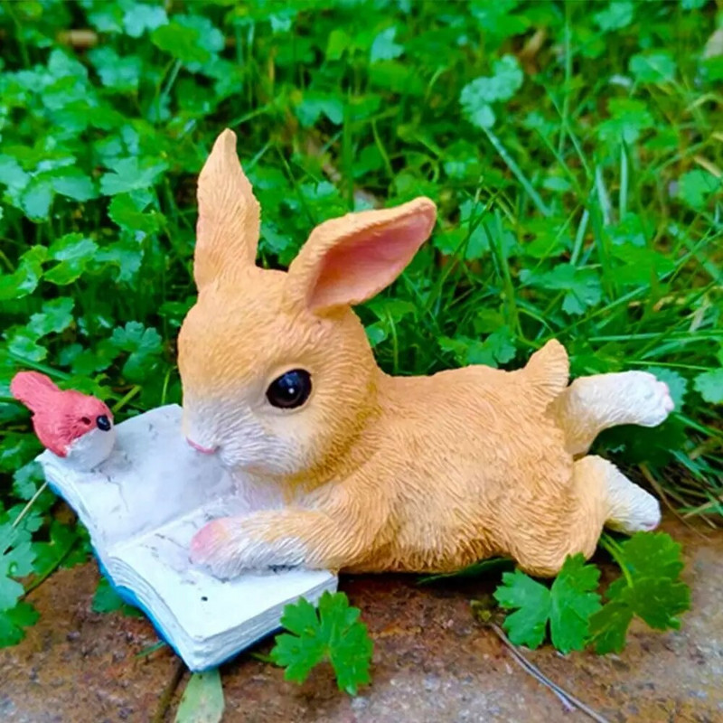 Dārza pagalma dekorēšana Mazie truši Lasīšana Dzīvnieki Rotājumi Palodzes Bonsai Bērnudārza Apzaļumošana Sveķu Amatniecība