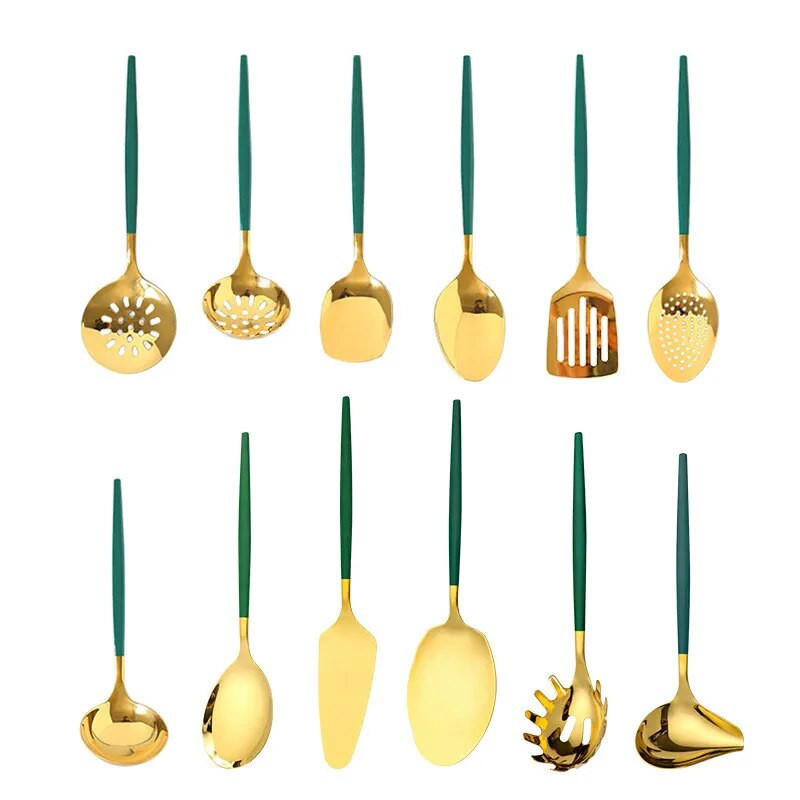 Jauni nerūsējošā tērauda virtuves trauki Rīsu lāpstiņa Lāpsta zupas karote caurduris Mājsaimniecības radoši virtuves piederumi