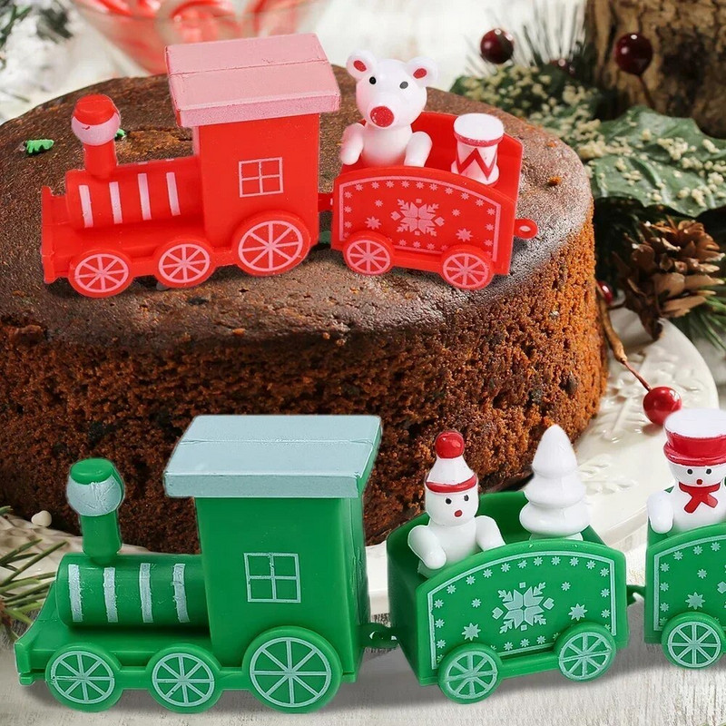 Plastikiniai kalėdiniai traukinio papuošalai Kalėdų vaikų kepinių vakarėlio dekoravimas Namų stalas Kalėdų Naujųjų metų dovanos Kalėdų Senelio amatai